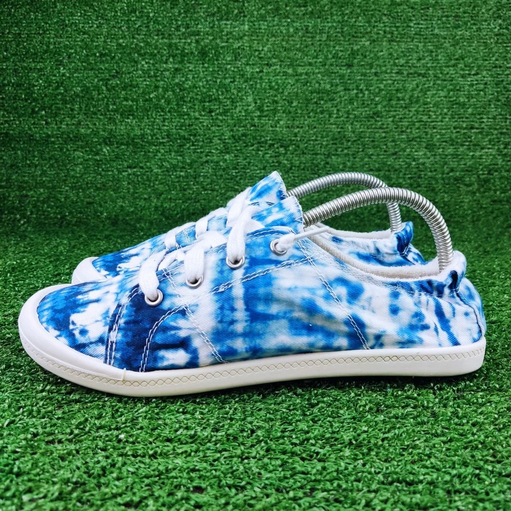 Time and Tru Sneakers Womens 8.5 Blue Tie Dye Low Top Canvas Memory Foam Comfort